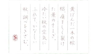 漢那浪笛『棕梠のそよぎ』をペン字で